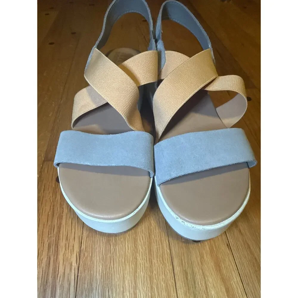 Sorel Cameron Flatform Slingback Sandals Gray Peach Womens Sz 10